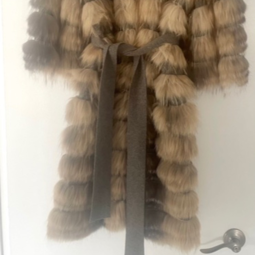 SYMETRIE YVES SALOMON ARCTIC FOX CASHMERE SWEATER COAT - Picture 10 of 14